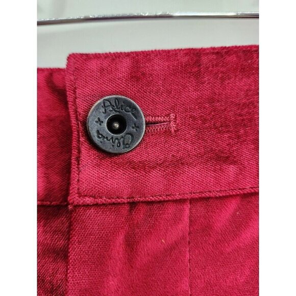 Alice + Olivia Low Rise Slim Fit Red Velvet Pants 10 - Picture 3 of 9